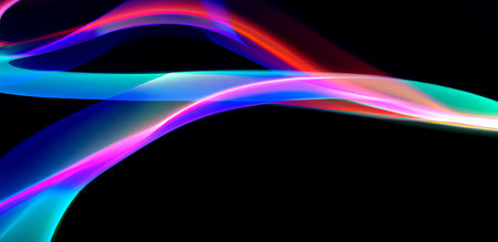 High-speed light trails effect. Futuristic dynamic motion technology. Neon color glowing lines...