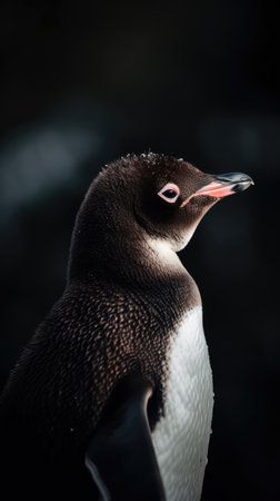 beautiful penguin in its natural habitat. Close up of a penguin in nature.の写真素材