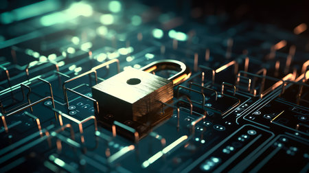 Data protection and cyber security with cyber background, Abstract security digital technology...