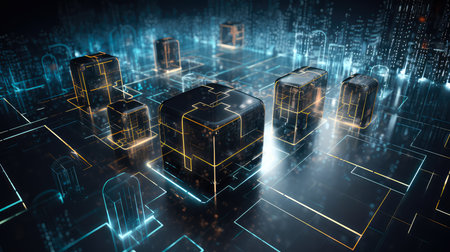 Data protection and cyber security with cyber background, Abstract security digital technology background. Protection mechanism and system privacyの写真素材