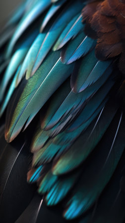 close up of colorful animal feathersの写真素材