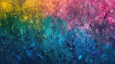 Colorful paint background with coarse texture in layersの写真素材