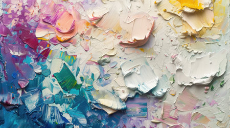 Colorful paint background with coarse texture in layersの写真素材