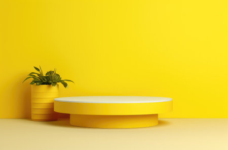 Wooden podium to present products.の写真素材