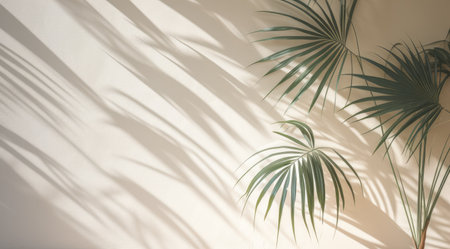 white background with shadow and palm leaves