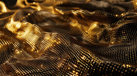 fabric with movement in gold colorの写真素材