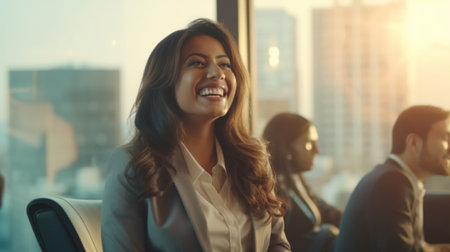 People working in an office happily. Diversity and inclusion concept.の写真素材