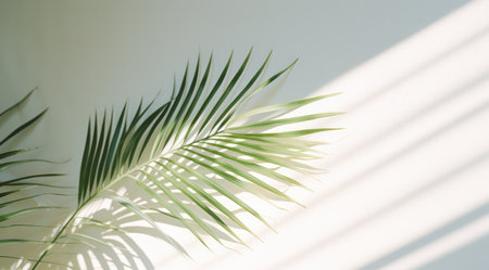 white background with shadow and palm leaves