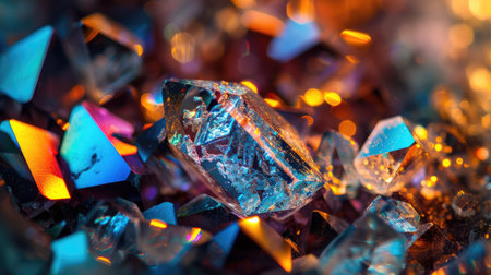 close-up of precise stones shining with many colors