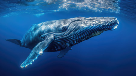 whales in a natural environment with vibrant colors
