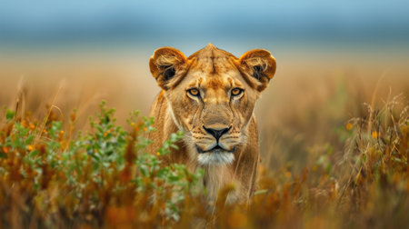 Lioness in a natural and wild environment