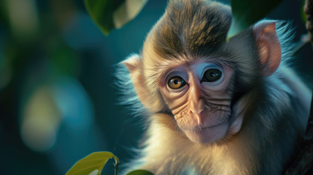 Monkey in a natural environment with vibrant colorsの写真素材