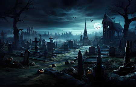 Halloween cemeteries in somber colors