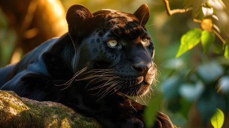 panther in a natural environment with vibrant colors