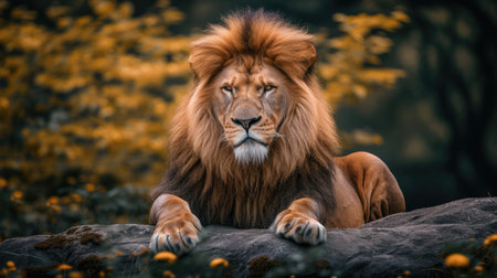 Lion in a natural environment with vibrant colorsの写真素材