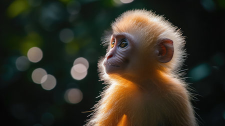 Monkey in a natural environment with vibrant colorsの写真素材