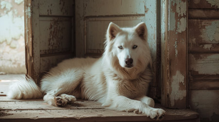 Dog in a natural environment with vibrant colorsの写真素材