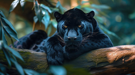 panther in a natural environment with vibrant colorsの写真素材