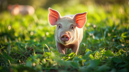 pig in a natural environment with vibrant colorsの写真素材