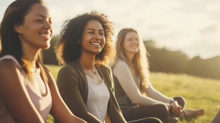 young people from different cultures having fun in groupsの写真素材