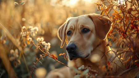 Dog in a natural environment with vibrant colorsの写真素材