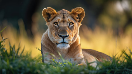 Lioness in a natural and wild environmentの写真素材