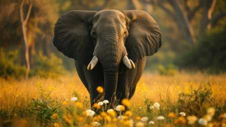 Elephant in a natural environment with vibrant colors.の写真素材