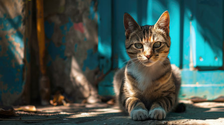 cat in a natural environment with vibrant colorsの写真素材