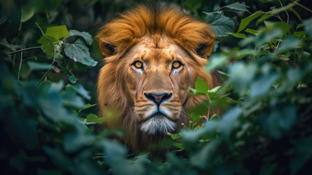 Lion in a natural environment with vibrant colorsの写真素材