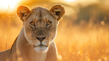 Lioness in a natural and wild environmentの写真素材