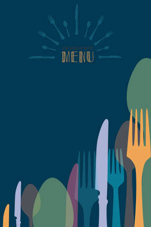 Food, restaurant, menu design. Fork, knife and spoonのイラスト素材
