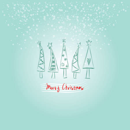 Christmas modern trees on blue bacjgriund.Merry christmas, vectorのイラスト素材