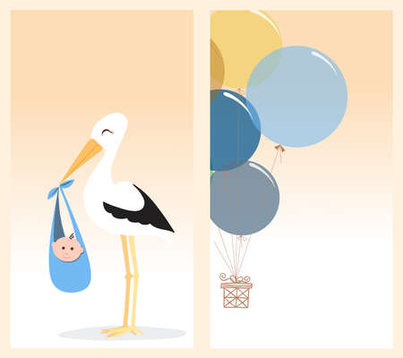 Baby boy Birth Announcement Cardのイラスト素材