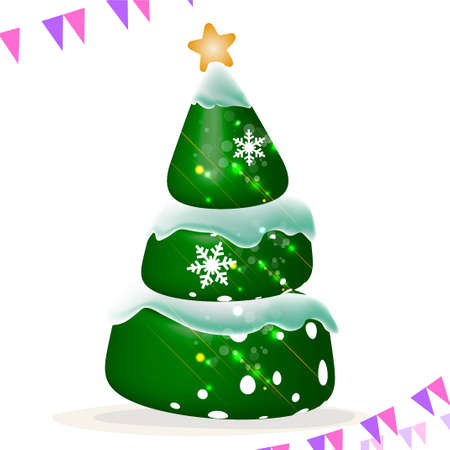 Christmas tree, beautiful green tree with snow, vectorのイラスト素材