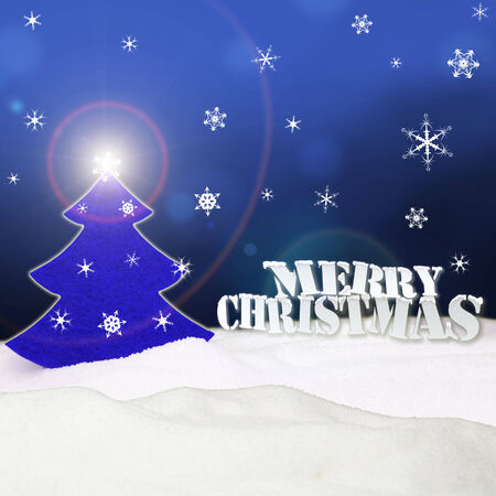 Christmas background - Christmas Tree blue - Snow - Merry Christmasの写真素材