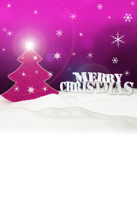 Christmas background - Christmas Tree pink - Snow - Merry Christmasの写真素材