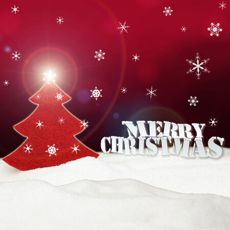 Christmas background - Christmas Tree red - Snow - Merry Christmasの写真素材