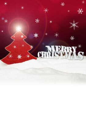 Christmas background - Christmas Tree red - Snow - Merry Christmasの写真素材