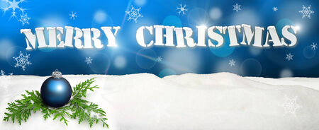 Christmas background - Christmas Ornament blue - Snowの写真素材