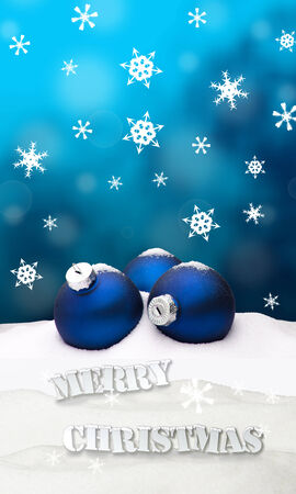 Christmas background - Christmas Ornament blue - Snowの写真素材