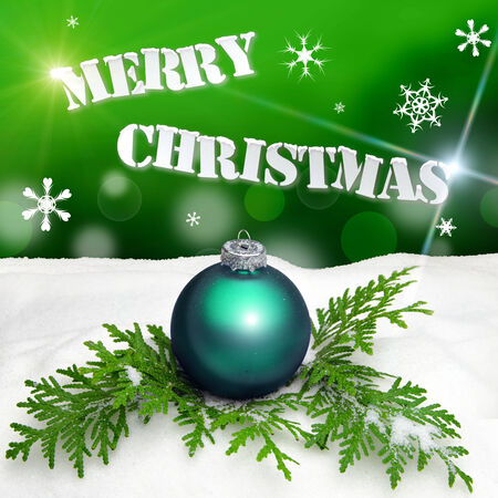 Christmas background - Christmas Ornament green - Snowの写真素材