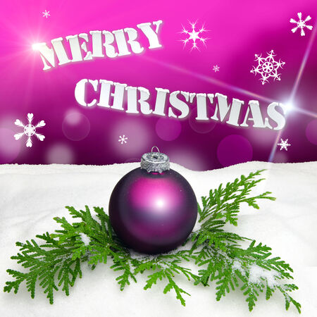 Christmas background - Christmas Ornament pink - Snowの写真素材