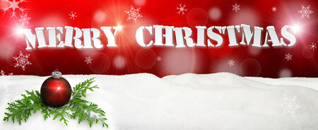 Christmas background - Christmas Ornament red - Snowの写真素材