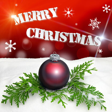 Christmas background - Christmas Ornament red - Snowの写真素材