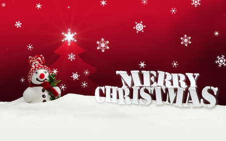snowman Merry Christmas redの写真素材