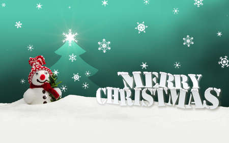 snowman Merry Christmas turquoiseの写真素材