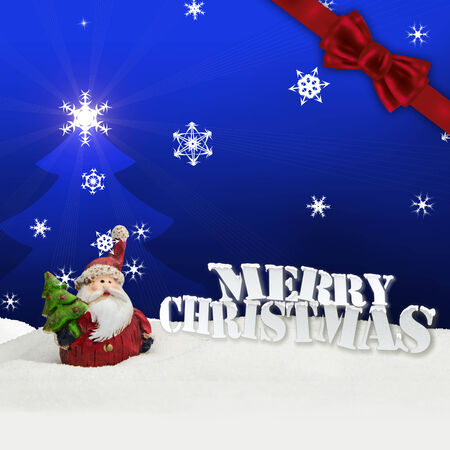 greeting card santa clause snow blue - merry christmasの写真素材