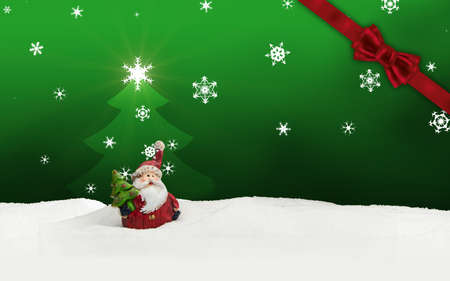 greeting card santa clause snow greenの写真素材