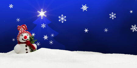 snowman Merry Christmas blueの写真素材