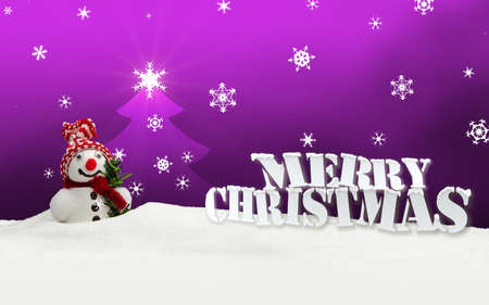 snowman Merry Christmas pinkの写真素材